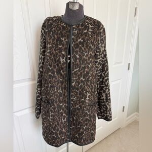 Leopard Print cardigan Black and Brown with leather trim old navy